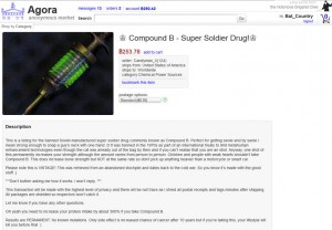 A screenshot from an online black market for superpowers